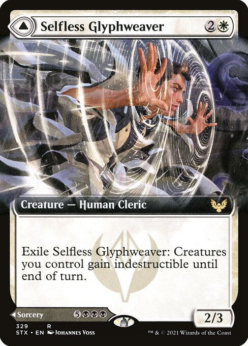 Selfless Glyphweaver // Deadly Vanity | STX #329 | Nonfoil | English, catalog image