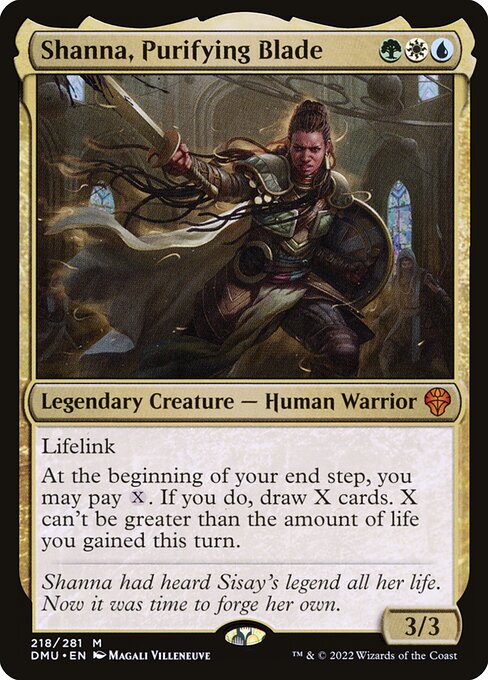 Shanna, Purifying Blade | DMU #218 | Nonfoil | English, catalog image