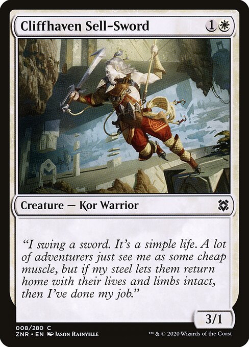 Cliffhaven Sell-Sword | ZNR #8 | Nonfoil | English, catalog image