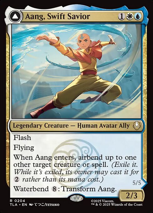 Aang, Swift Savior // Aang and La, Ocean's Fury | TLA #204 | Nonfoil | English, catalog image