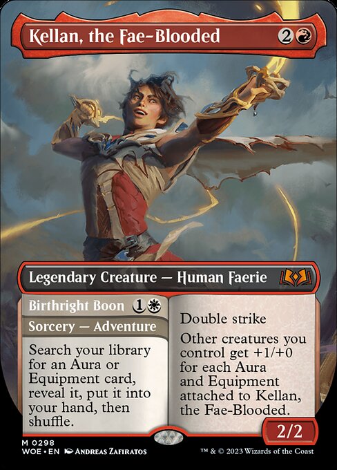 Kellan, the Fae-Blooded // Birthright Boon | WOE #298 | Nonfoil | English, catalog image